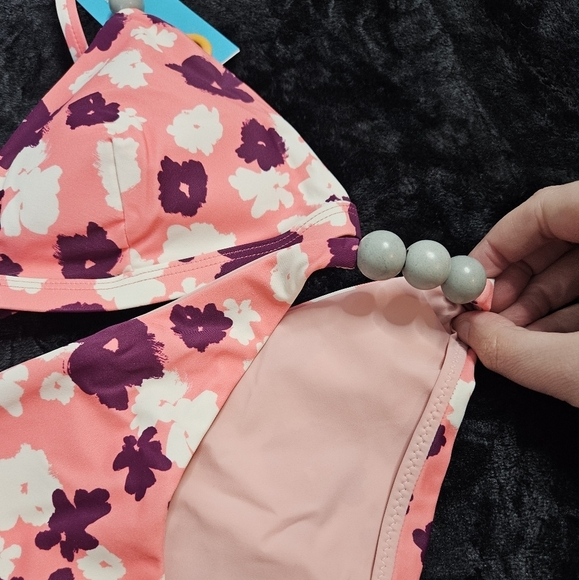 NWT Tanya Taylor Tia Bikini In Pink Fuschia Floral Size L 2 Piece FULL SET - Picture 7 of 11